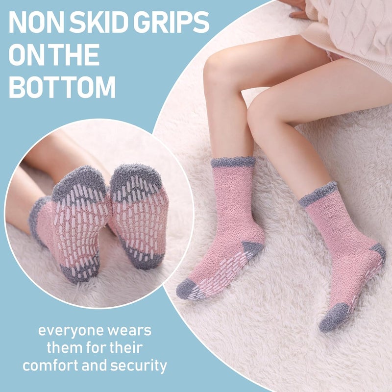 Yebing Store Non Slip Hospital Socks for Women with Grips Fuzzy Cozy Anti Skid Slipper Socks Winter Warm Soft Fluffy Sleep Socks - Image 2